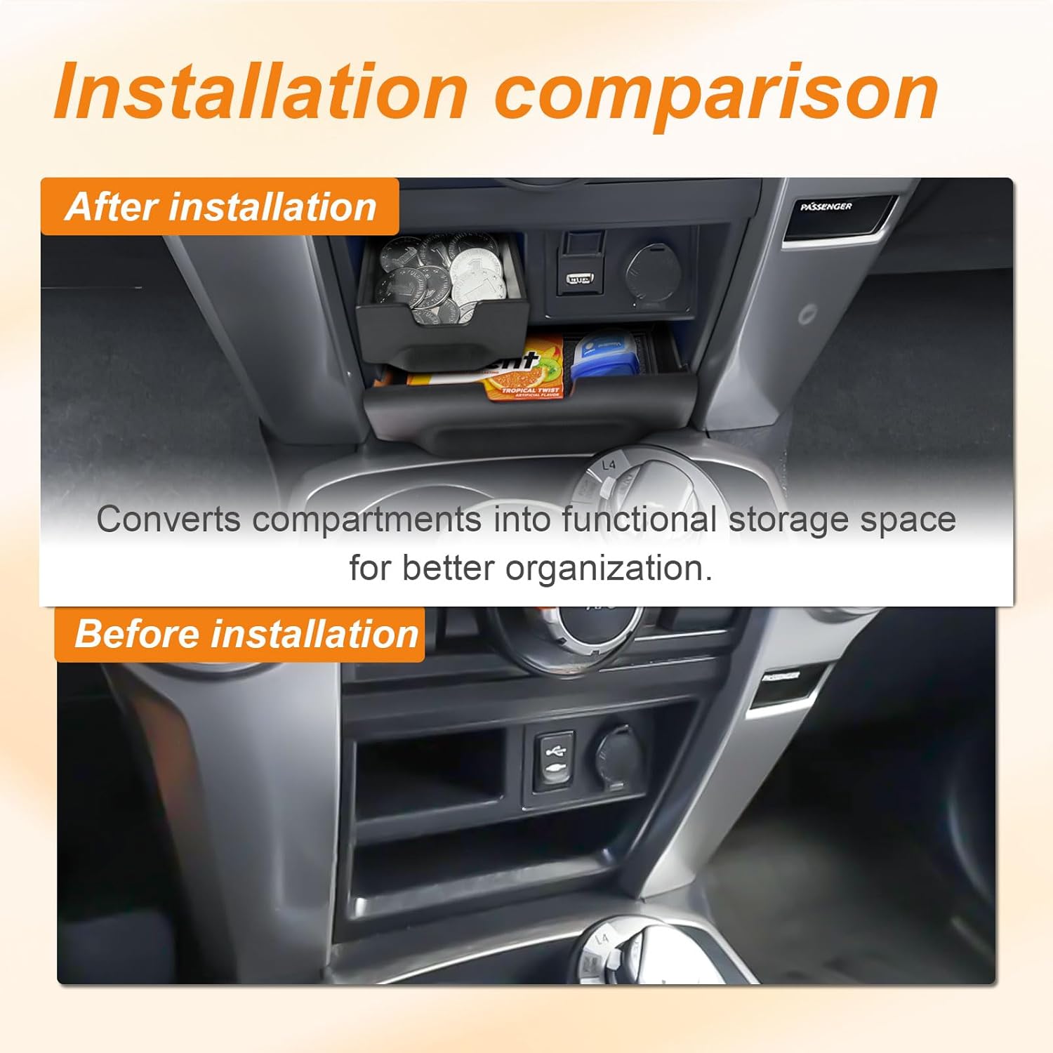 TACOBRO Storage Drawer and Glove Box Organizer Compatible with Toyota 4Runner Accessories 2014-2022 2023 2024 Center Console Organizer, Interior Storage Cubby Box, Coin & Card Holder Cubby, ABS Plasti