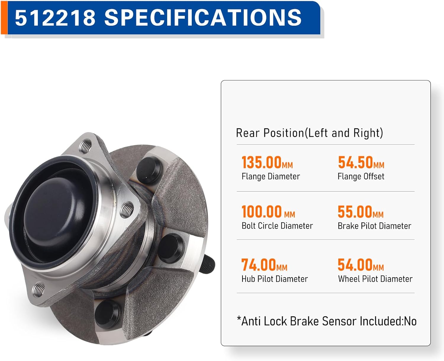 PAROD 512218 Rear Wheel Hub & Bearing Assembly Fit for 2003-2008 Pontiac Vibe, 2000-2005 Toyota Celica, 2003-2008 Corolla, Matrix FWD; Non-ABS - Image 4