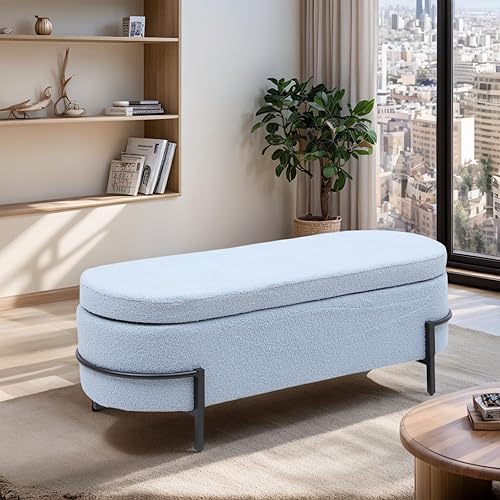 Miniatura 52 de Banco otomano de almacenamiento con brazos, banco de lino para dormitorio, banco de almacenamiento con botones para entrada, sala de estar, pasillo,