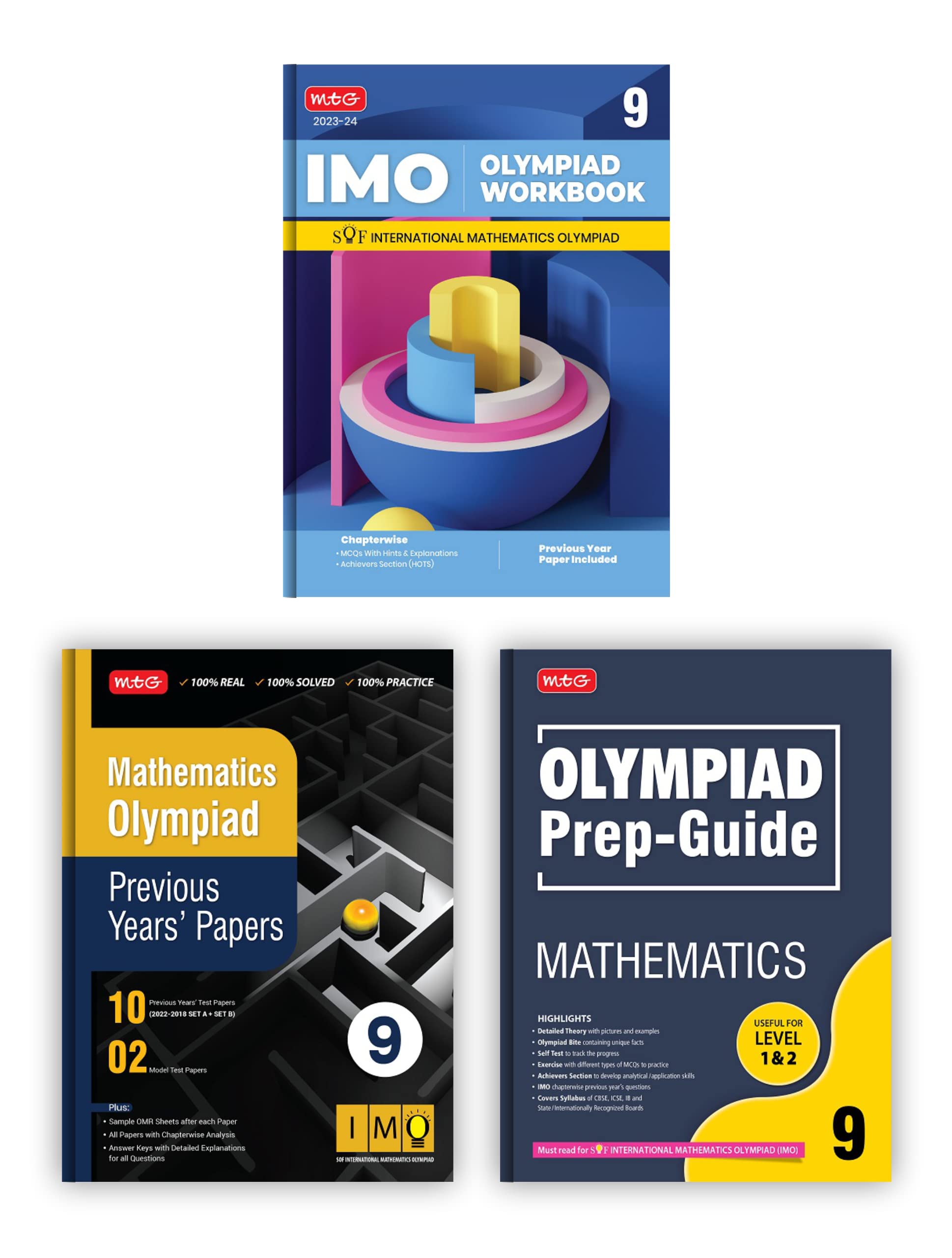 MTG International Mathematics Olympiad (IMO) Workbook, Prep-Guide & Previous Years Papers with Self Test Paper Class 9 - SOF Olympiad Books For 2023-24 Exam (Set of 3 Books) MTG Editorial Board Paperback – 11 April 2023