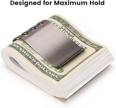 Money Clip Spring Steel Cash Clips Large Capacity Minimalist Front Pocket Wallet (Large Size Antique Nickel)
