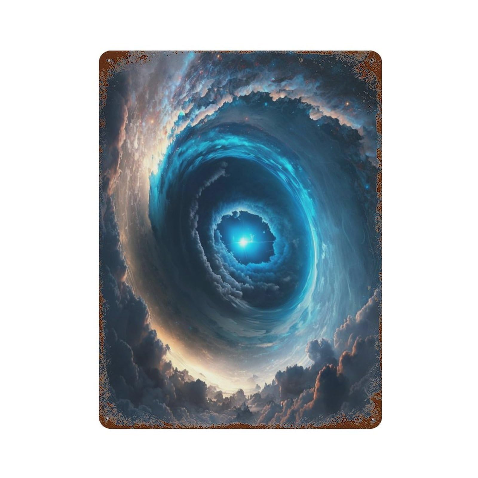 Rust Effect Galactic Portal Cosmic Journey Retro Metal Sign 15.7"x11.8", Novelty Wall Decor for Bistro, Counter And Cafe Decor