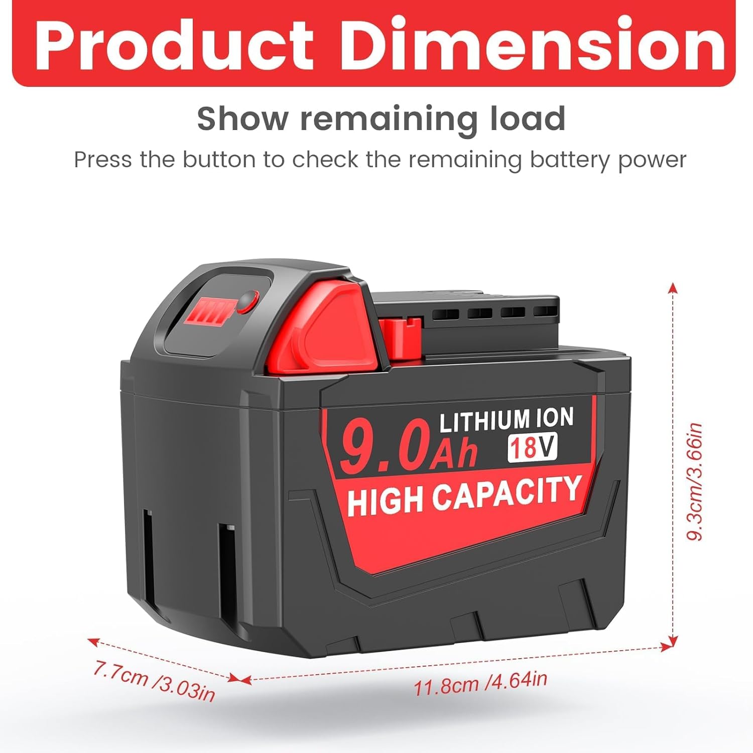 2 Pack 9.0Ah 18V Replace for Milwaukee Mk18 Battery Compatible with 48-11-1850 48-11-1860 48-11-1845 48-11-1828 Cordless Power Tools Lithium Battery