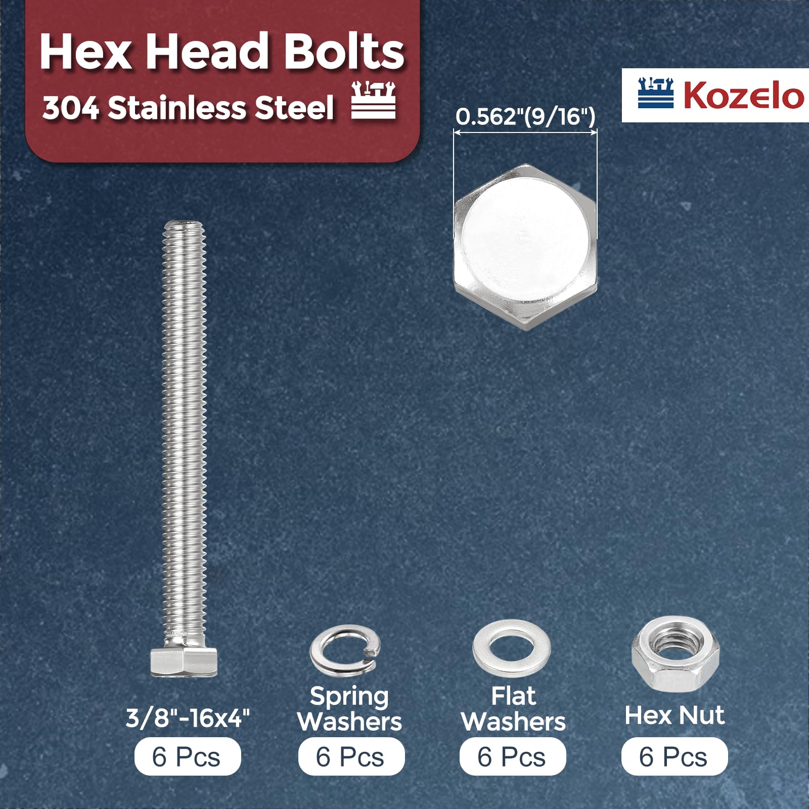 Kozelo 24 Pcs Bolts and Nuts Washers Kit - Image 2
