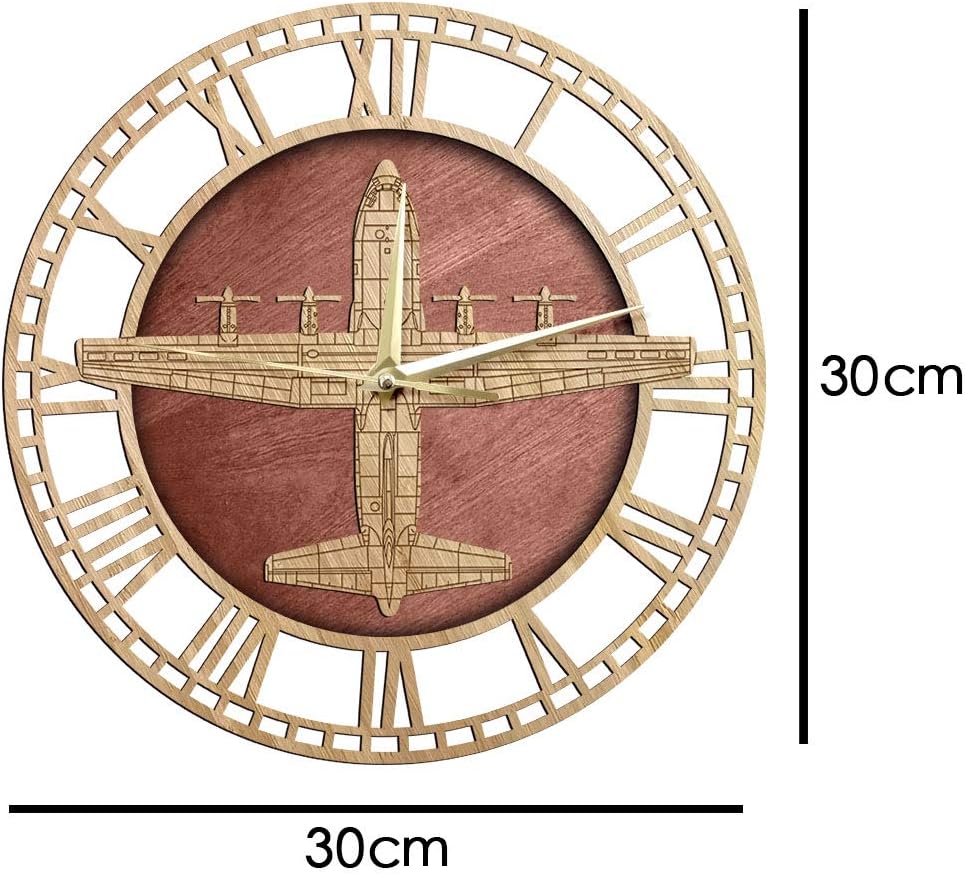 The Geeky Days C-130H Hercules Farmhouse Style Wall Clock Quiet Sweep Quartz Wall Watch Army Tactical Airplane Aviaiton Home Decor Pilots Gift