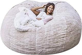Funda de puf Gigante sin Relleno, Transpirable y cómoda, para Sala de Estar de Adultos, Suave y esponjosa, Color Blanco.