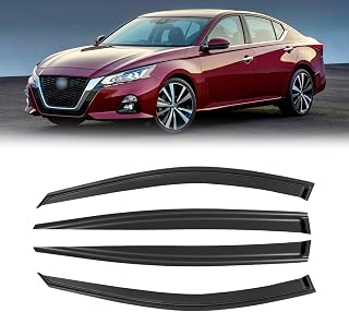 Rain Guards for 2019-2025 Nissan Altima, Out-Channel Window Visor Shields Vent Deflector Shade Wind Dark Smoke 2020 2021 2022 2023 2024 19 20 21 22 23 24 25, Tape-On Outside-Mount, 4PCS