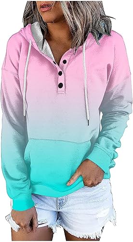 Sudadera corta con capucha para mujer, estilo informal, con botones, manga larga, con cordón ajustable, cálida, para otoño