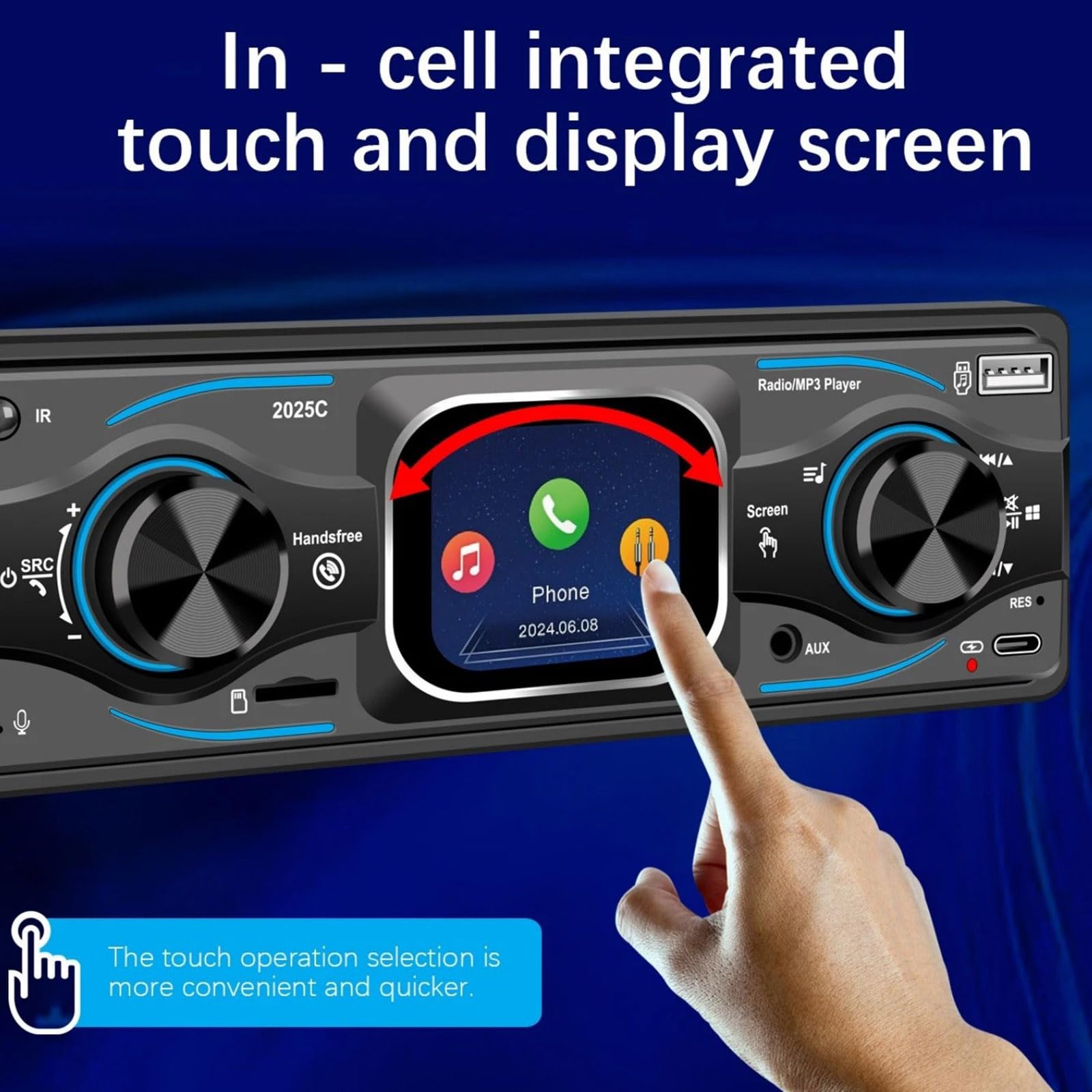 Radio samochodowe Bluetooth pojedyncze DIN radio samochodowe w desce rozdzielczej, port USB/TF/AUX