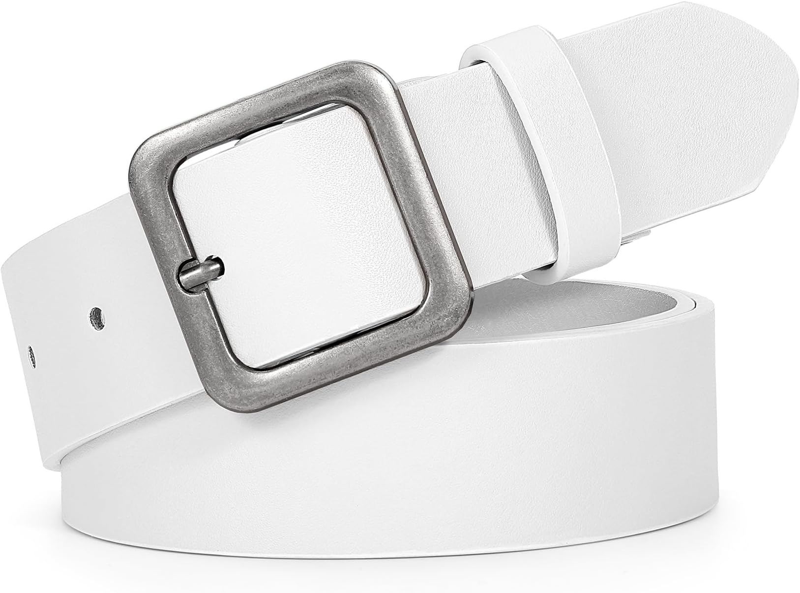 XZQTIVE Women’s Leather Belts for Jeans Pants Dresses Fashion Ladies Black Belt with Square Buckle