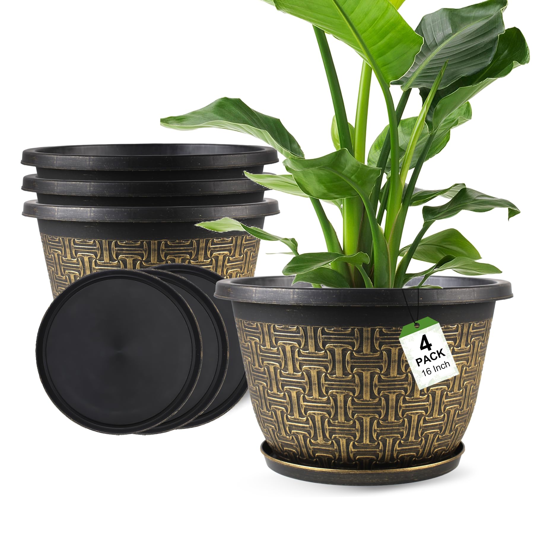 Nooulap 4 Pack 16 Inch Retro Antique Imitation Planters