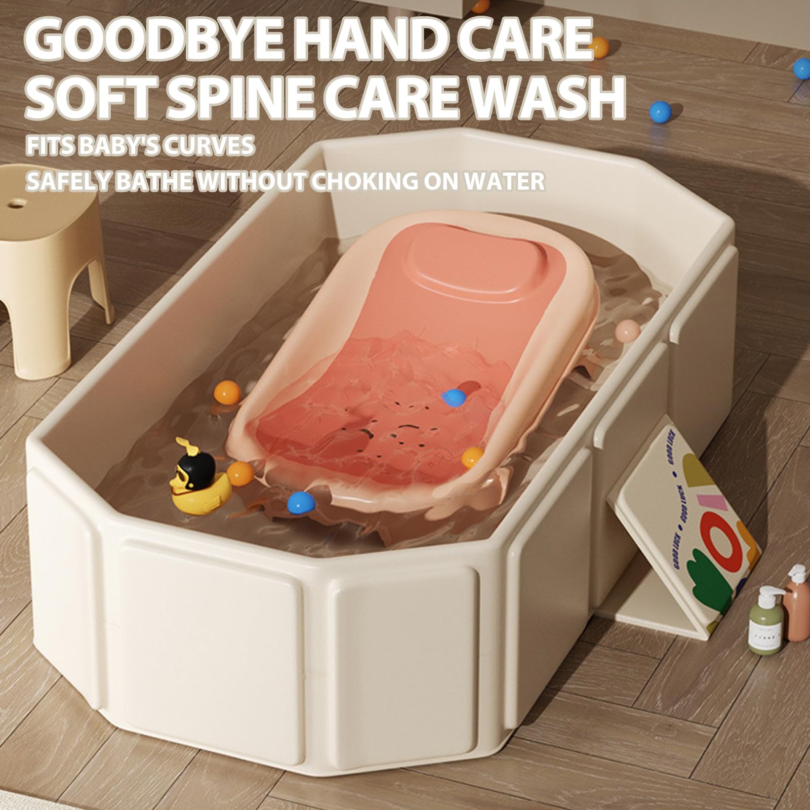 Vasca da bagno pieghevole, vasca da bagno portatile, 75 x 45 x 25 cm, pieghevole, con vite di scarico e piedini di supporto, vasca da bagno pieghevole integrata per doccia o giardino