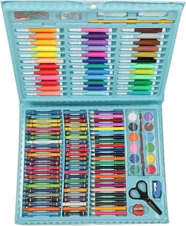 Deejay प्रोफेशनल कलर पेंसिल चाइल्ड ड्रॉइंग सेट, पेंटिंग सेट रंगीन पेंसिल बच्चों के लिए आर्ट सप्लाई, ड्राइंग पेंटिंग के लिए आर्ट सेट और पोर्टेबल आर्ट बॉक्स-ड्राइंग सेट के साथ (150 पीस, नीला)