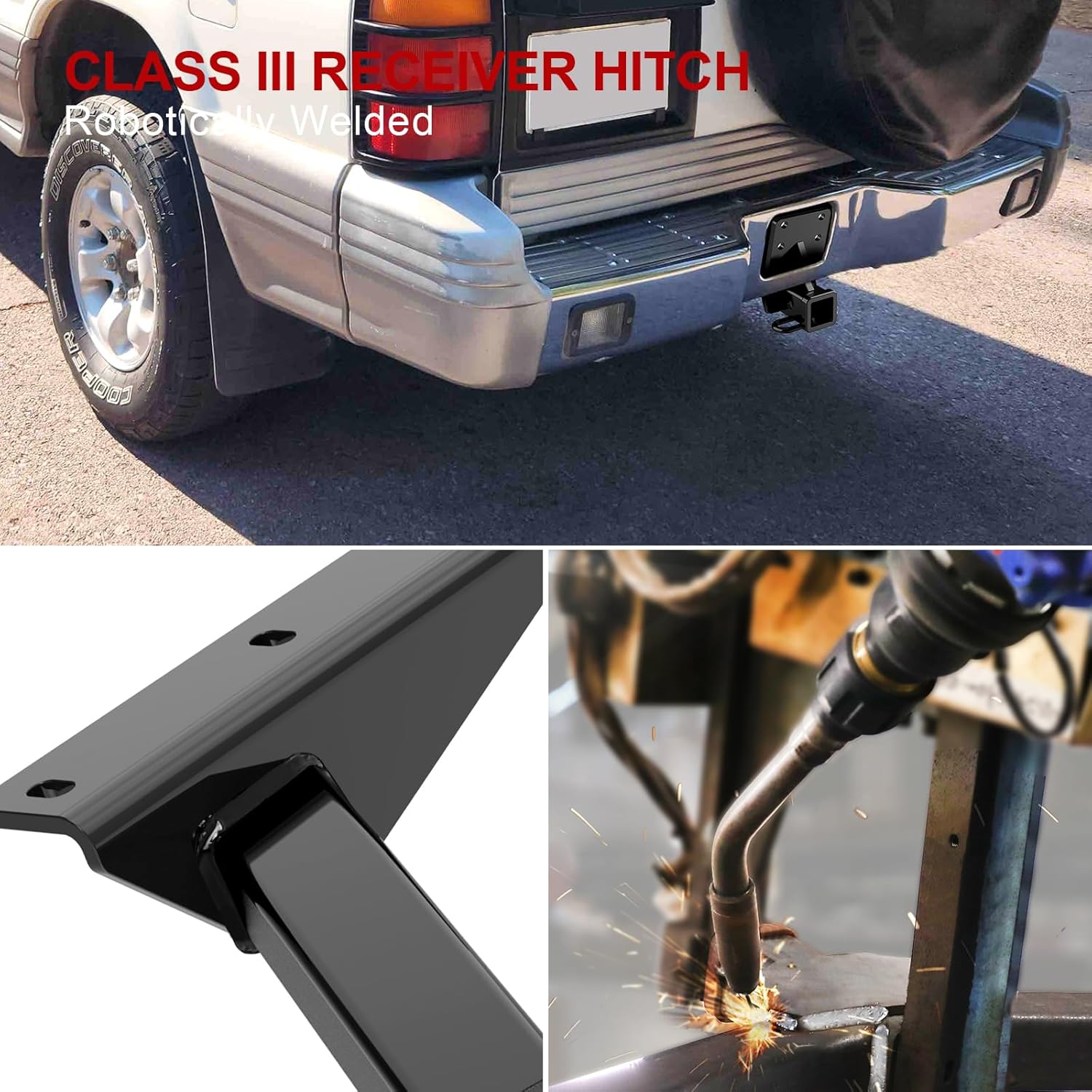 APS Rear Trailer Hitch, 2 inch Towing Hitch Receiver Class 3 Hitch Cover Included Compatible with Mitsubishi Montero 1992-2000