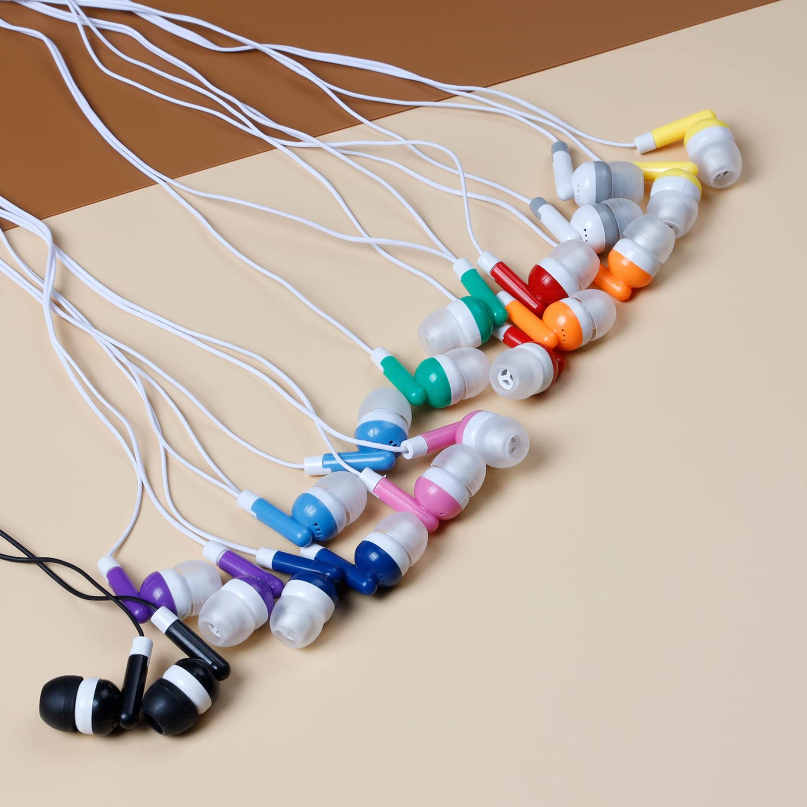 Confezione da 200 auricolari per bambini, perfetti per scuola, aule, biblioteche, studenti, multicolore, confezionati singolarmente (10 colori misti)