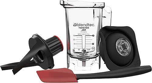 Blendtec Tarro Twister de 37 onzas de grado comercial, espátula para espátula y tapa pequeña de agarre, juego de tarros de licuadora de repuesto