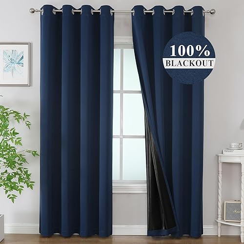 Miniatura 17 de Estelar Textiler Cortinas opacas 100% blancas para habitación, cortinas opacas con aislamiento térmico y bloqueo total de luz con ojales de 84