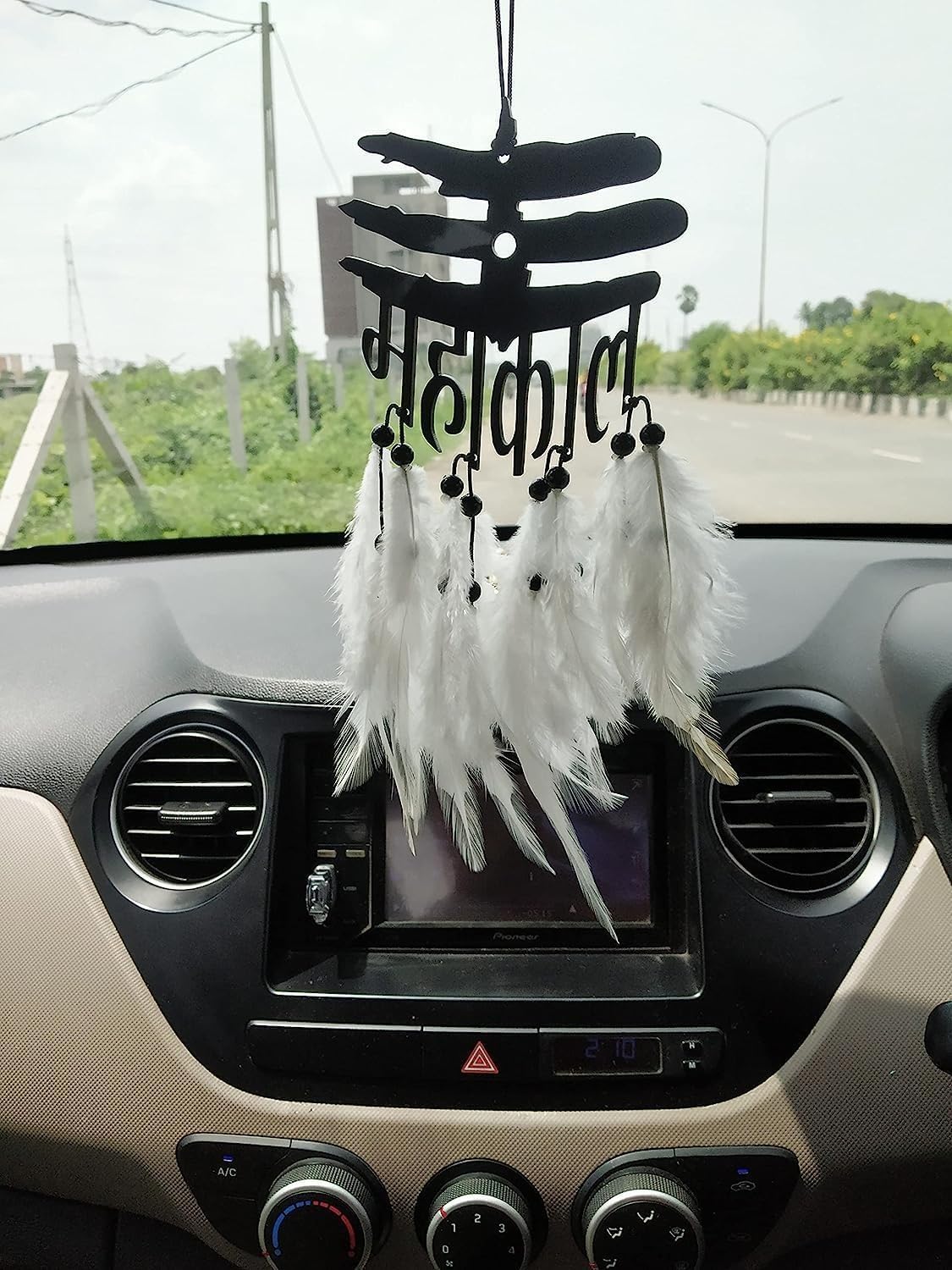 Mahakal White Colour Feathers Car Hanging Dream Catcher | Wall Hanging Decor Gifts | for Cars | Mirror Hanging Accessories | Decoration Accessories | Made with Acrylic Material of Feathers.-image-39