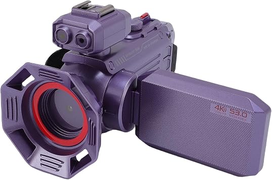 Camcorder Camcorder, Ultra HD 4K 53MP 50x Digital Zoom Blog Camera, Autofocus, 3" Screen 270 Degree Rotation, Hot Shoes, Support Up to 512GB Violet