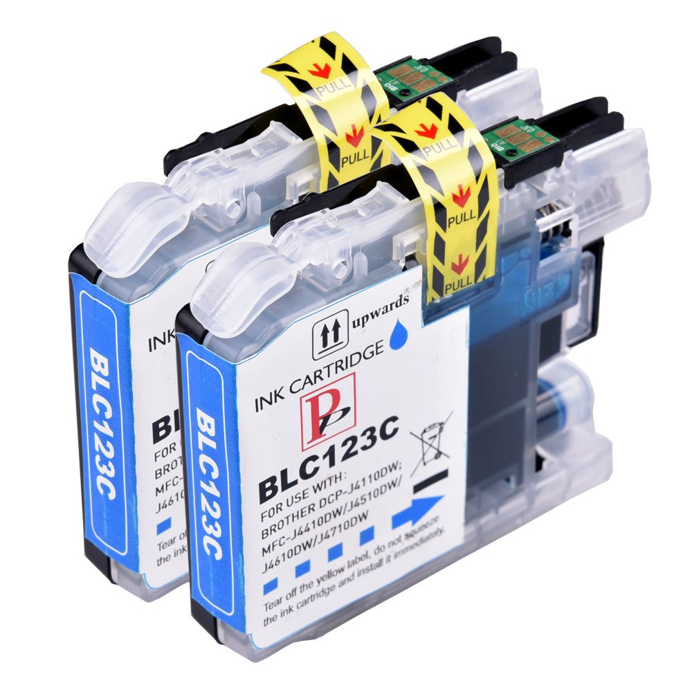 2 Cyan PerfectPrint Compatible Ink Cartridge Replace LC-123 For Brother DCP J132W J152W J552DW J752DW J4110DW MFC J650DW J870DW J4410DW J4510DW J4610DW J4710DW J470DW