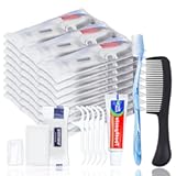 10 Sets Personal Hygiene Kit Bulk, Disposable Toothbrushes with Toothpaste Floss Comb Soap and Cover, Toiletry Kits Homeless Supplies Bulk for Women,Men,Travel,Homeless