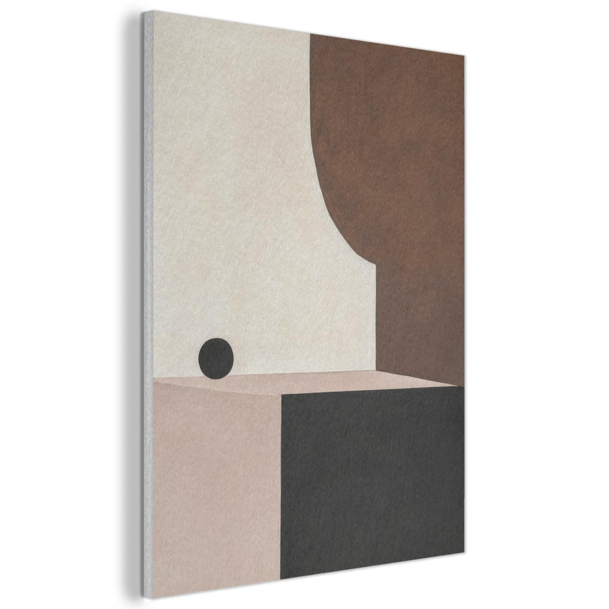 MuchoWow© Felt Panel 70x100 cm Framed Design Print Accent Interior Wallart Decoration Wall Art Geometric planes - Minimalist - Brown