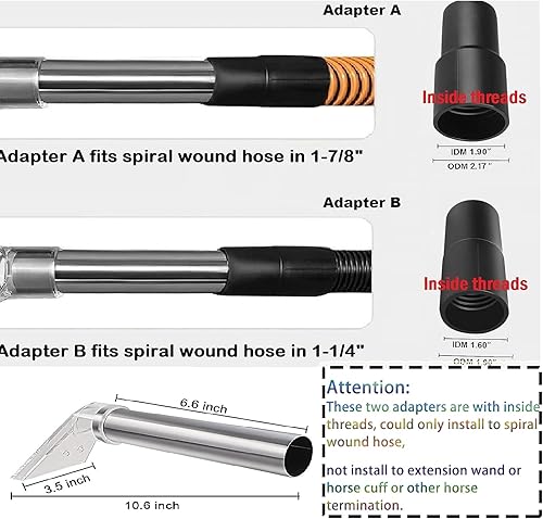 Miniatura 2 de Universal Shop - Accesorio extractor de aspiradora, varita de mano con cabeza transparente y adaptadores de 1-78 pulgadas, 1-14 pulgadas para