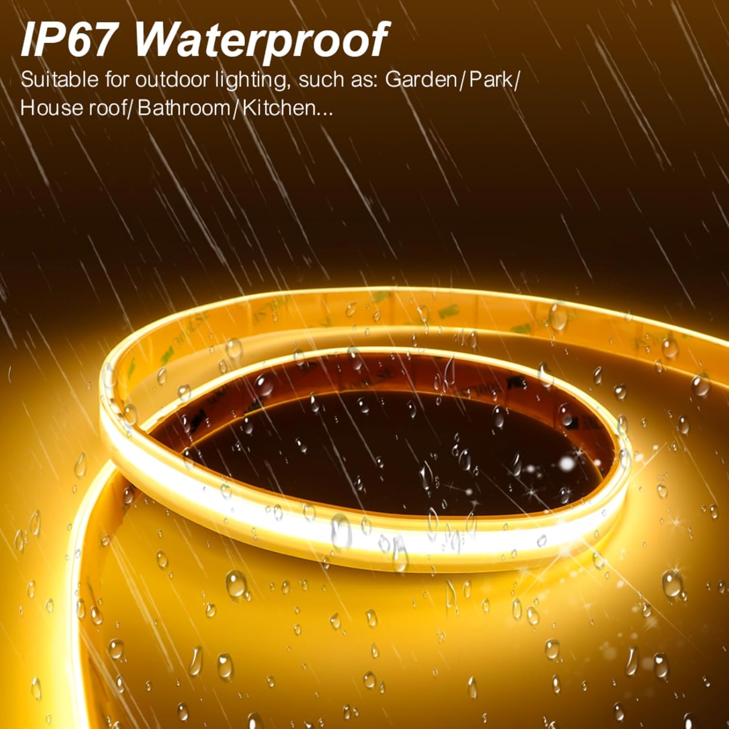 110V COB LED Strip Lights, 65.6ft Natural White IP67 Waterproof Super Bright Dimmable LED Tape Cuttable Flexible Neon Rope Light for Outdoor Home Office DIY Lighting Projects