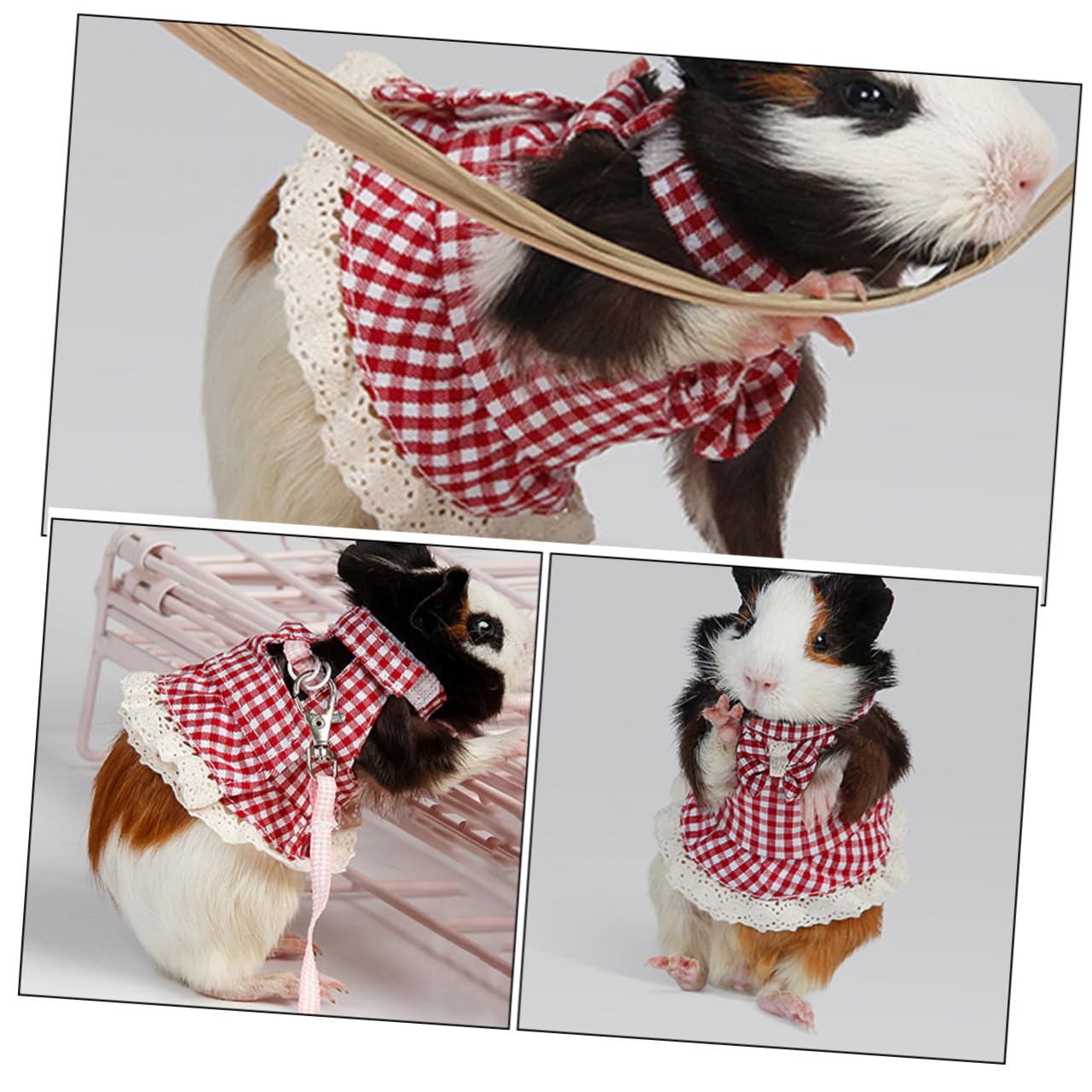 BESPORTBLE 5stücke Hamster Geschirr Für Kleine Haustiere Verstellbares Und Komfortables Set Für Kaninchen Frettchen Und Meerschweinchen Kariert