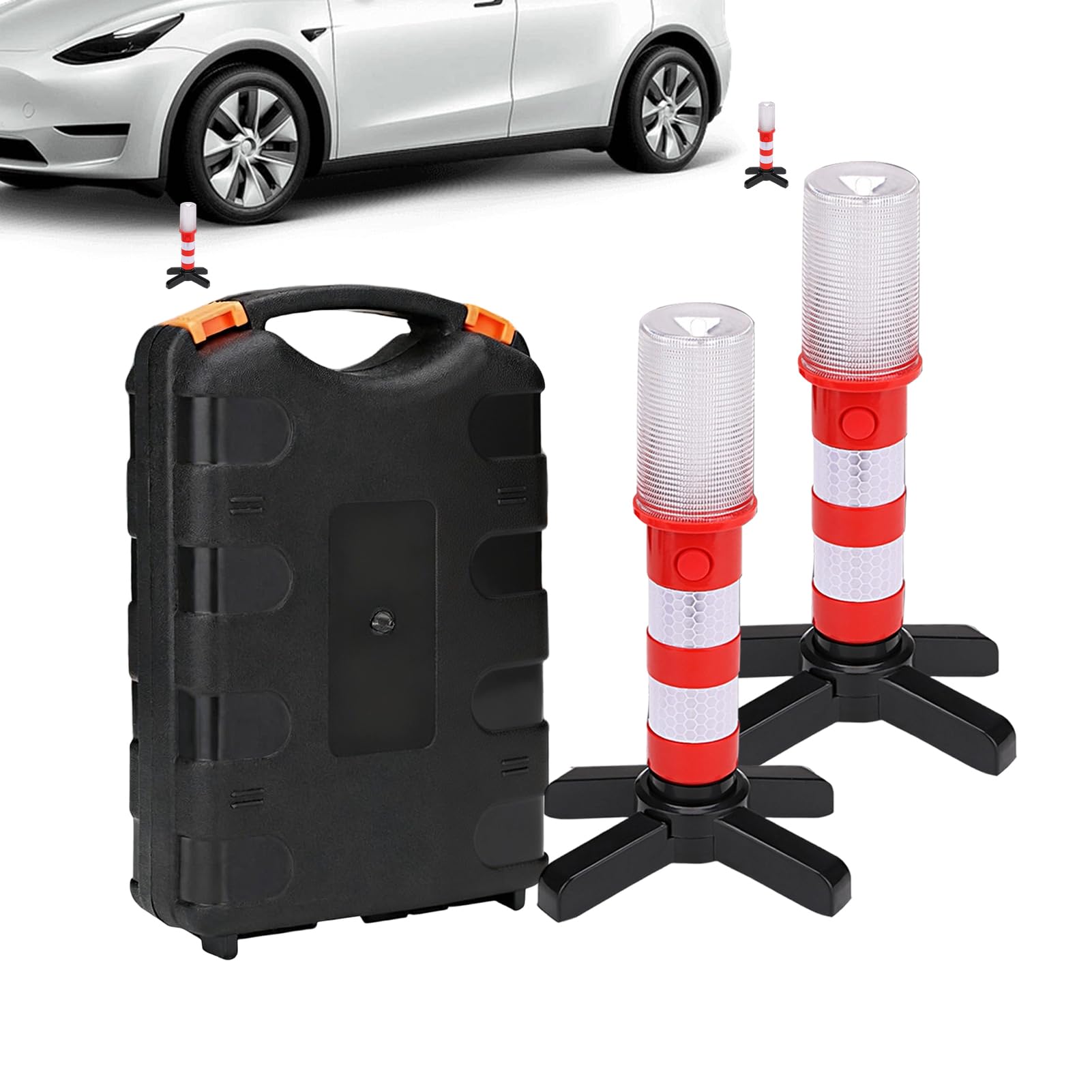 Car Flashing Lights,3 Modes Multifunctional Portable Magnetic Lights with Storage Box - Vehicles Auxiliary Tool - for Trailer Tow Work Motorcycle RV Firefighter Aircraft Boat Road Highway Fleet Commer