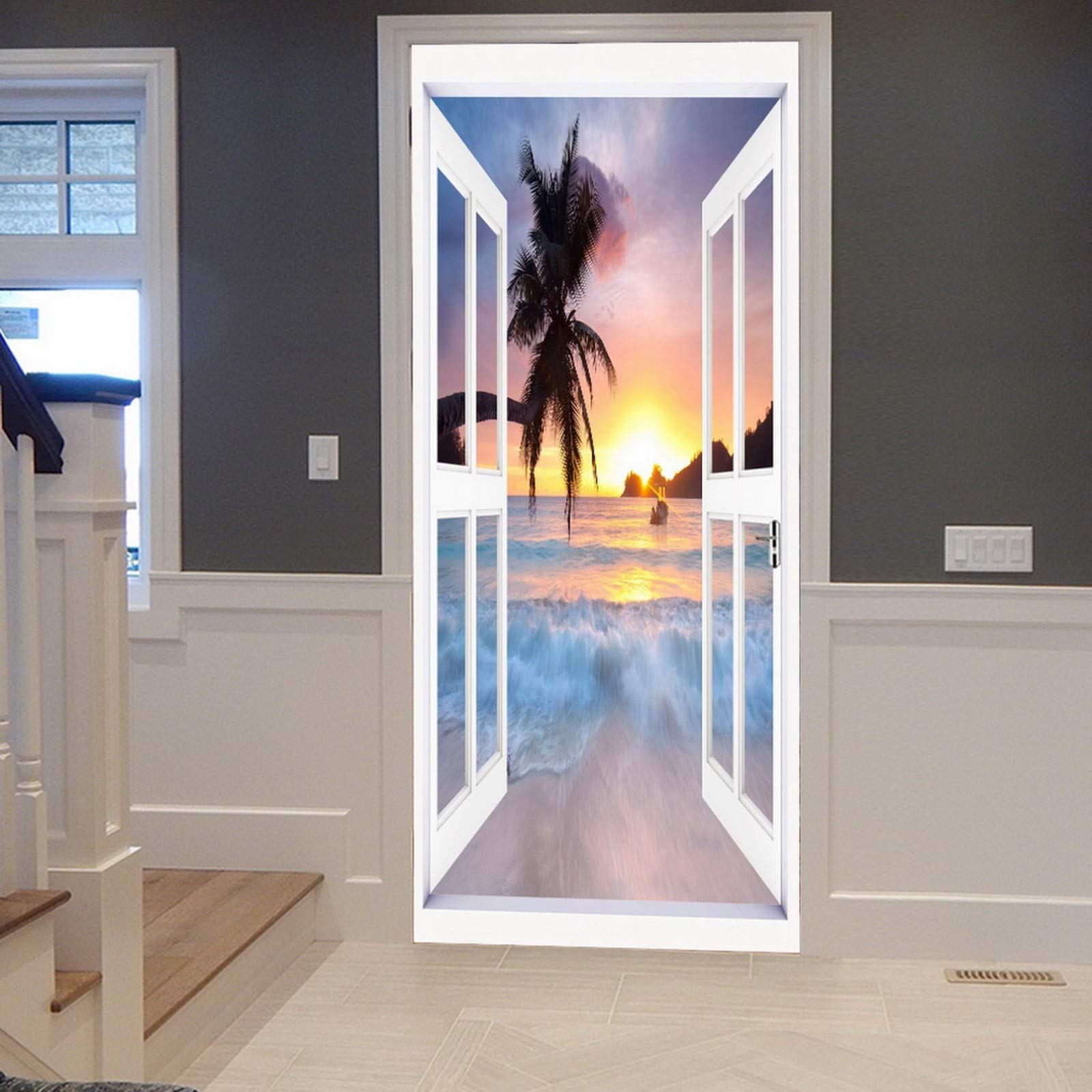 Adesivo Per Porta 3D Bellissimo Scenario Balneare 95 X 215 Cm Adesivi Per Porte Murali Autoadesivi Per Porte Adesivi Murali Bastone Adesivo Per Porta