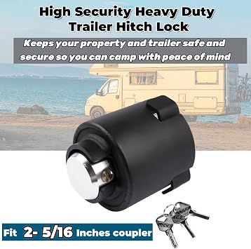 2516 Trailer Hitch Lock, Fits 2-5/16-Inch Couplers, Anti-Theft Coupling Lock with Interior Locking, Heavy-Duty Trailer Lock for Secures Safety Chains, Trailers, RVs, Boats, Trucks & Campers