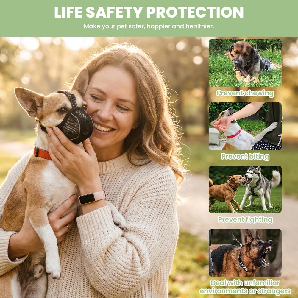 AUAUY Museruola per Cane, Museruola Riflettente Regolabile, Materiale a Rete Morbido, Impedisce di Mangiare e Leccare, Museruolas Anti-Morso e Anti-Abbaio per Diverse Razze Canine (Nero,XL)