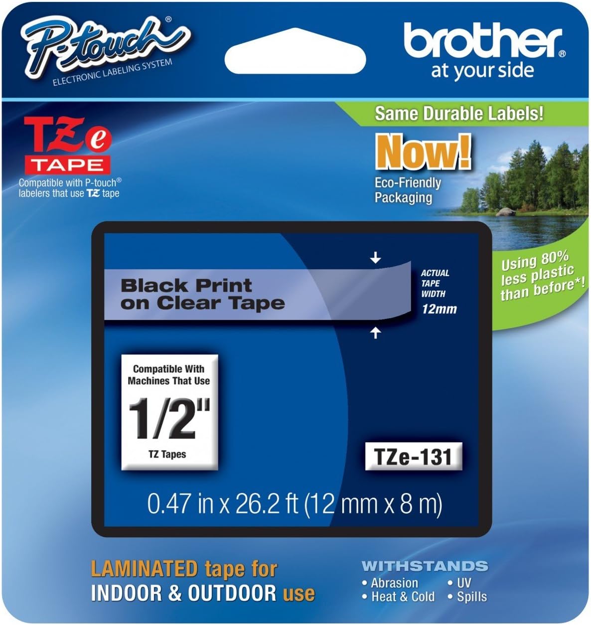 Genuine Brother 1/2" (12mm) Black on Clear TZe P-Touch Tape for Brother PT-2430PC, PT2430PC Label Maker with Free TZe Tape Guide Included