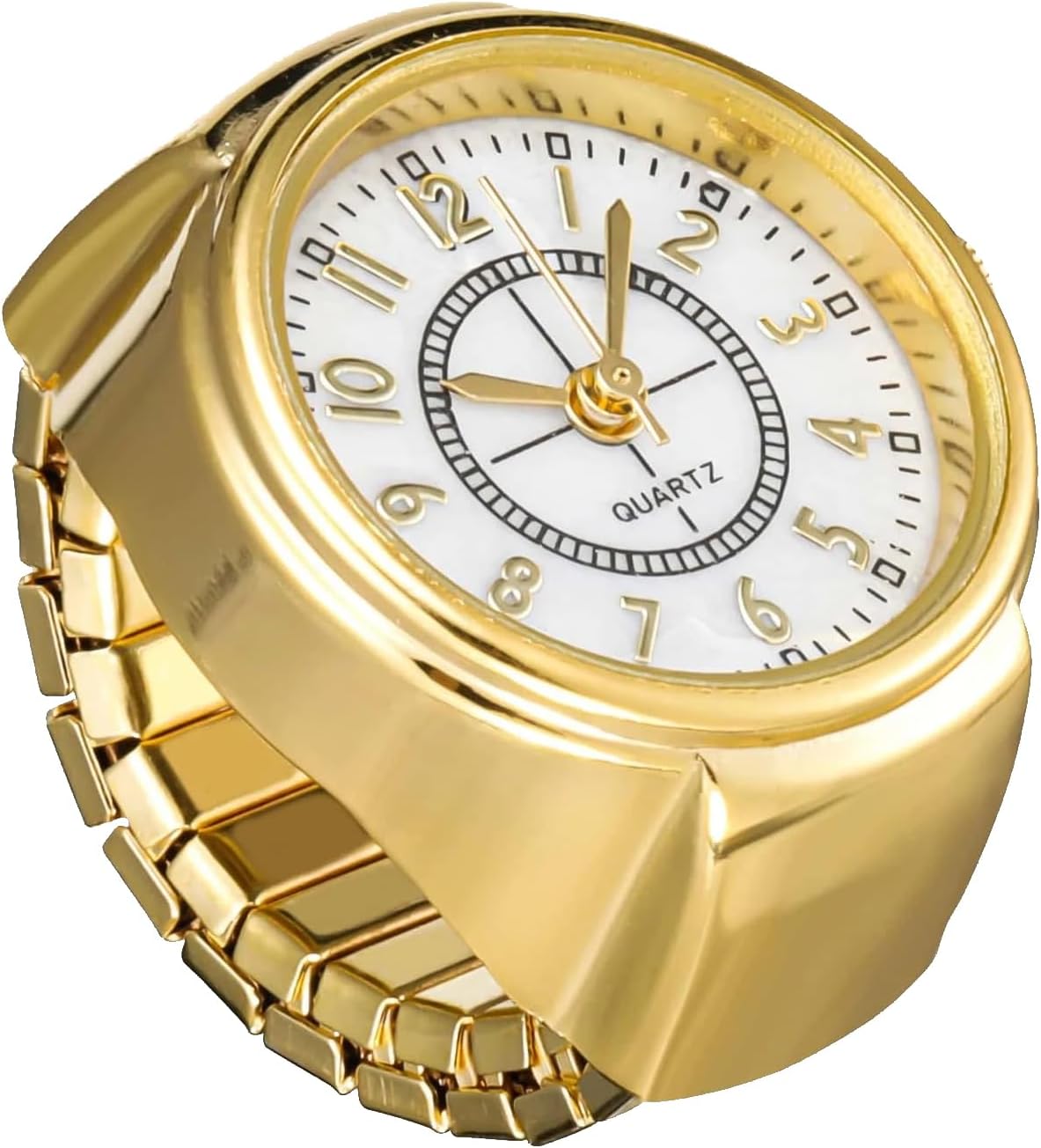 Fashion Frill Ring Watch for Women Stainless Steel Gold Plated Stylish Strachable Gold Ring for Women Girls Love Gifts