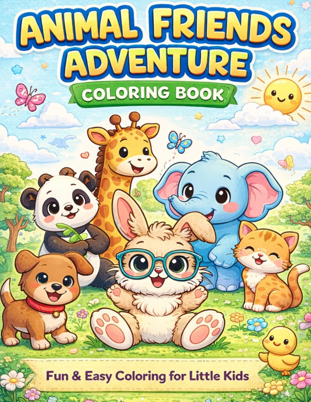 Animal Friends Adventure Coloring Book: 100 Fun Animal Coloring Pages with Easy Designs for Little Learners (Creative Bliss Series)