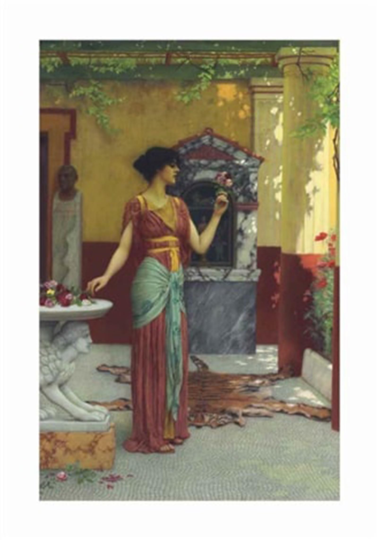 SERENDIPITP Abstract Painting Mural Print Picture Wall Decor Painting the Bouquet by John William Godward Vintage Wall Artwork for Home Decor 60x90cm