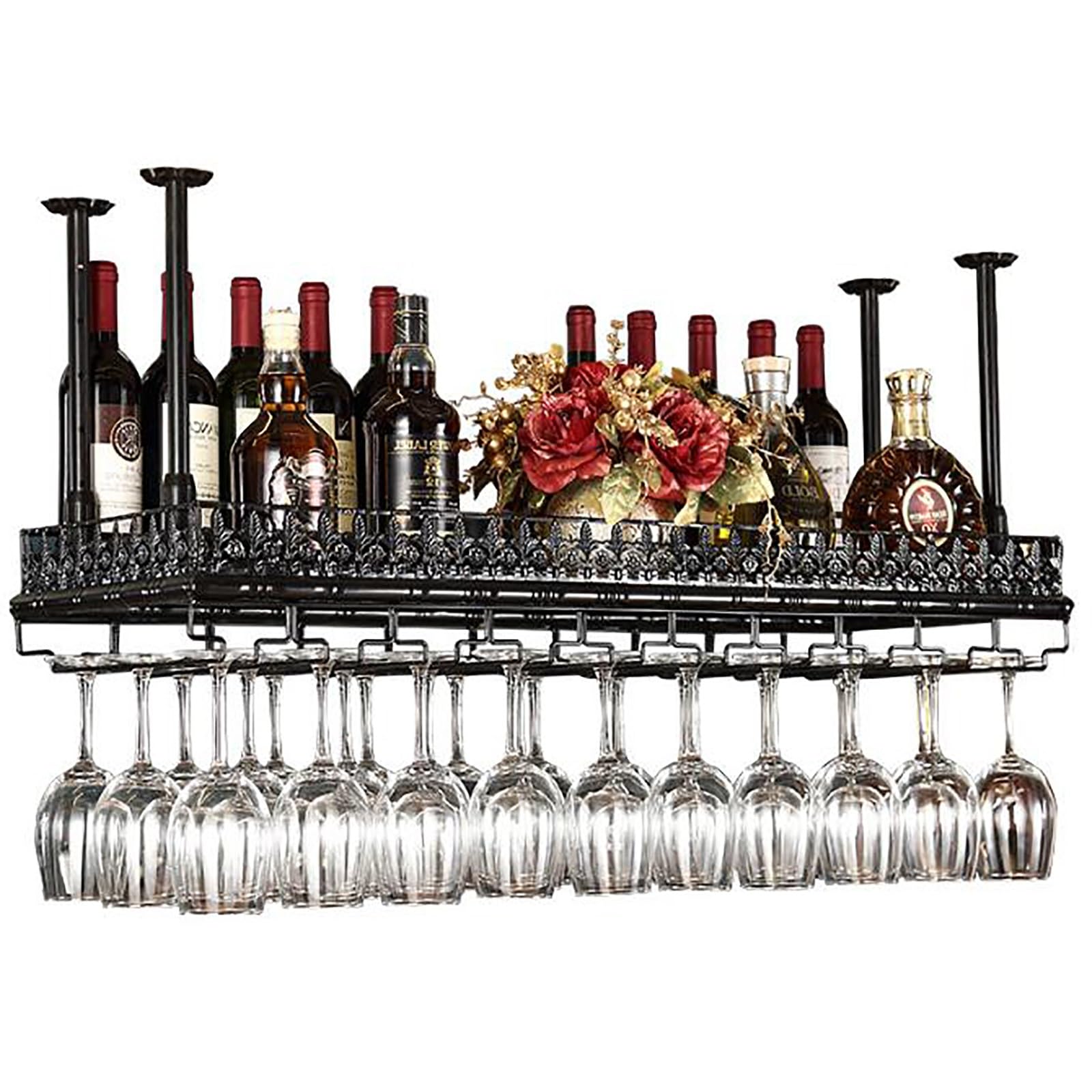 Casier à vin suspendu pour bar et cuisine au design vintage industriel