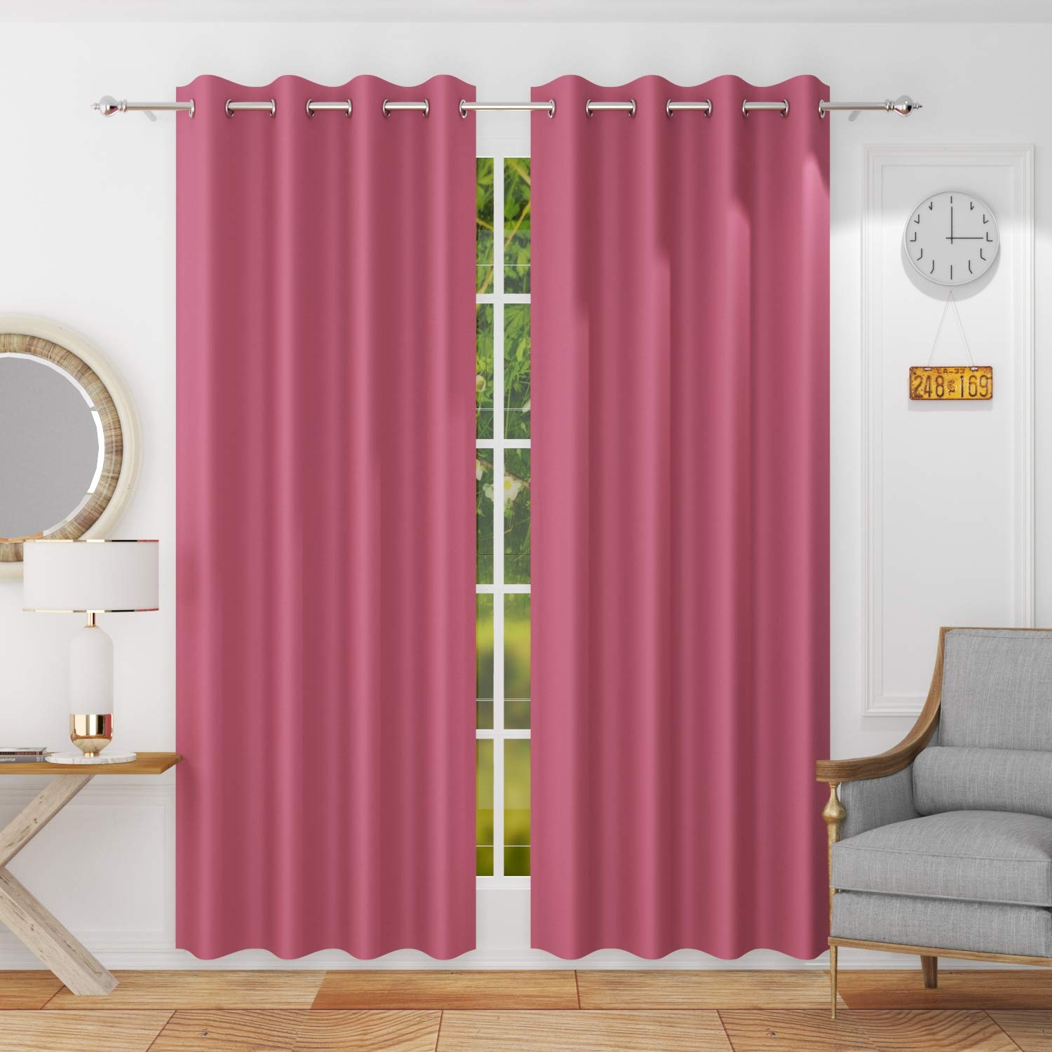 HOME UTSAV 2 Piece Blackout Faux Silk Superior Plain Opaque Curtains for Long Door 8 Feet, Pink (B095JW6Q3H) Amazon Price History, Amazon Price Tracker