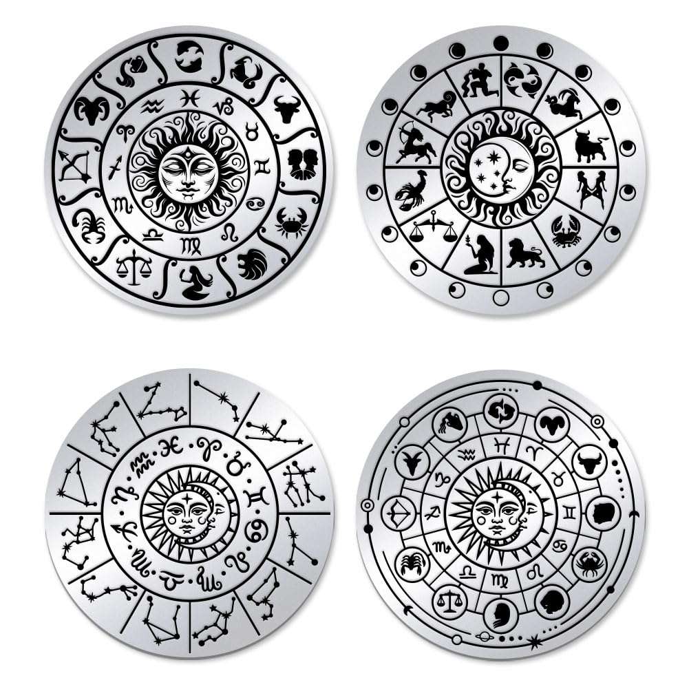 UNICRAFTALE 2Pcs Stainless Steel Double Sided Decision Coins Zodiac Coin Sun Moon Compass Decision Coin Gifts with Paper Box for Men Women Commemorative Coins Lucky Gift
