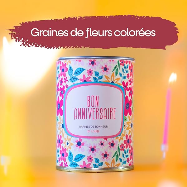 Mauvaises Graines© - Kit de Fleurs à Semer « Bon Anniversaire » - Idée Cadeau Original Femme Homme Amis Famille Collegue Fêtes Anniversaire - Ultra Simple à Utiliser - 100% Fabriqué en France - 3