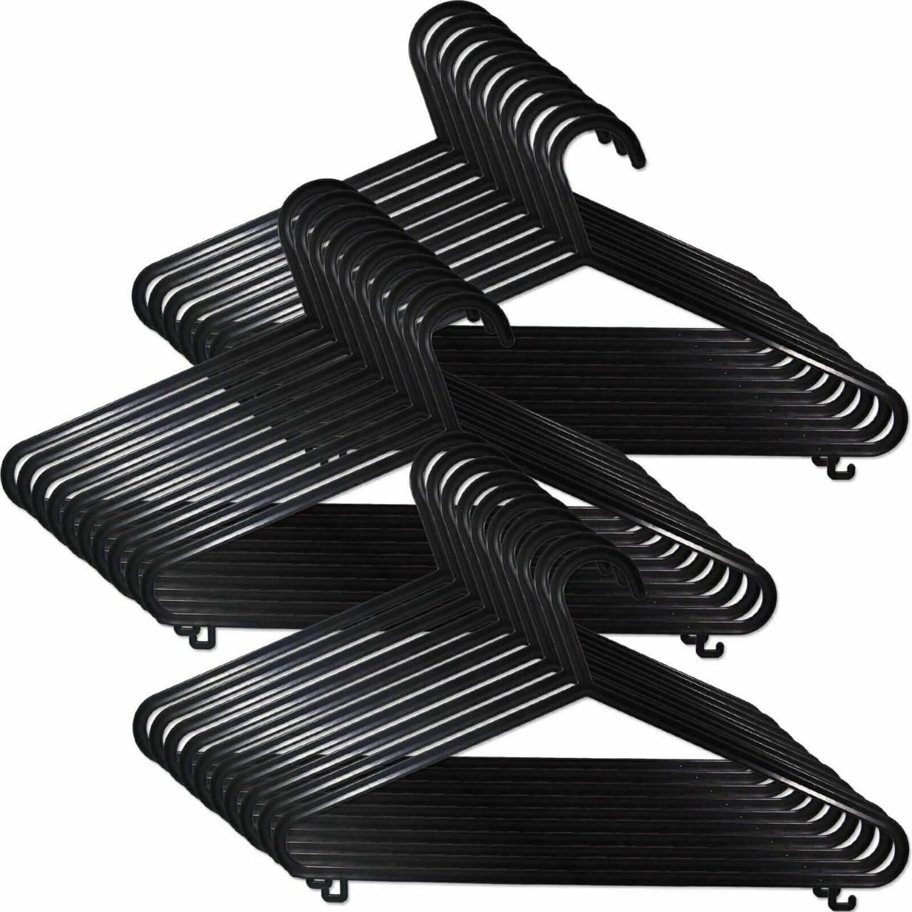 100 x ADULT BLACK COAT HANGERS HANGER COATHANGER STRONG PLASTIC CLOTHES TROUSER