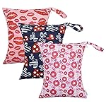ALVA ALVABABY 3pcs Cloth Diaper Wet Dry Bags Waterproof Reusable with Two Zippered Pockets Travel Beach Pool Daycare Soiled Baby Items Yoga Gym Bag for Swimsuits or Wet Clothes 3L-ZM21A