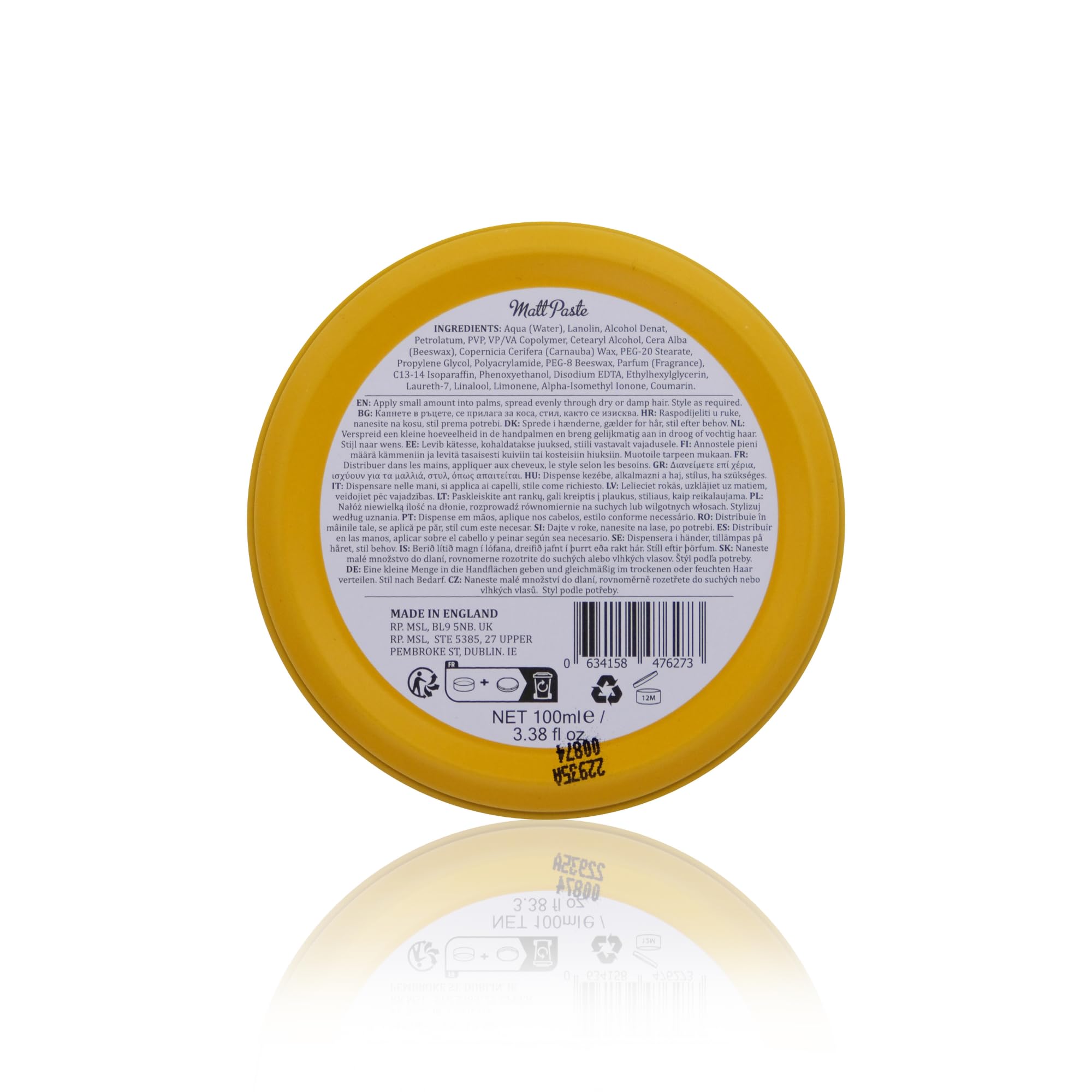 Dapper Dan Matt Paste High Hold Low Shine Hair Paste, 3.38 oz