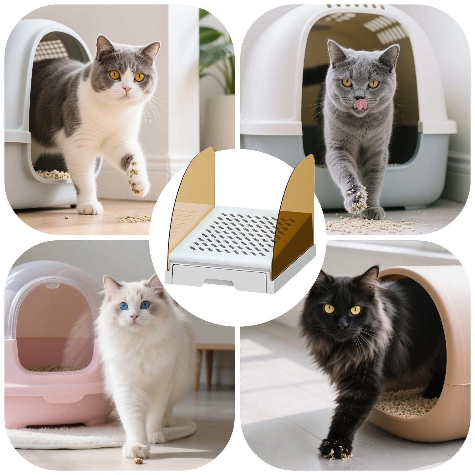 De Altura Ajustable Antideslizante con Cajón | Arenero con Bordes Altos Para Gatitos Conejos Animales Pequeños Mascotas Hogar Apartamento Balcón Limpieza