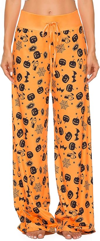 Womens Halloween Pajamas Pants Ladies Pumpkins Ghost Pajama Cute Soft Long Bottoms Women Pjs Pj Jammies