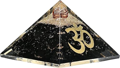 Miniatura 2 de Pirámide de orgón grande Cristal de pirámide de turmalina negra Pirámide de orgonita OM Pirámides de órgano Curación de energía positiva