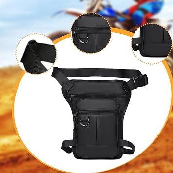 Motorcycle Leg Bag with Phone Holder and Waist Strap for Cycling, Black