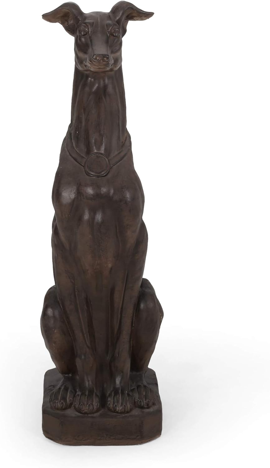 Brandbury Greyhound Dog Statue, Dark Brown