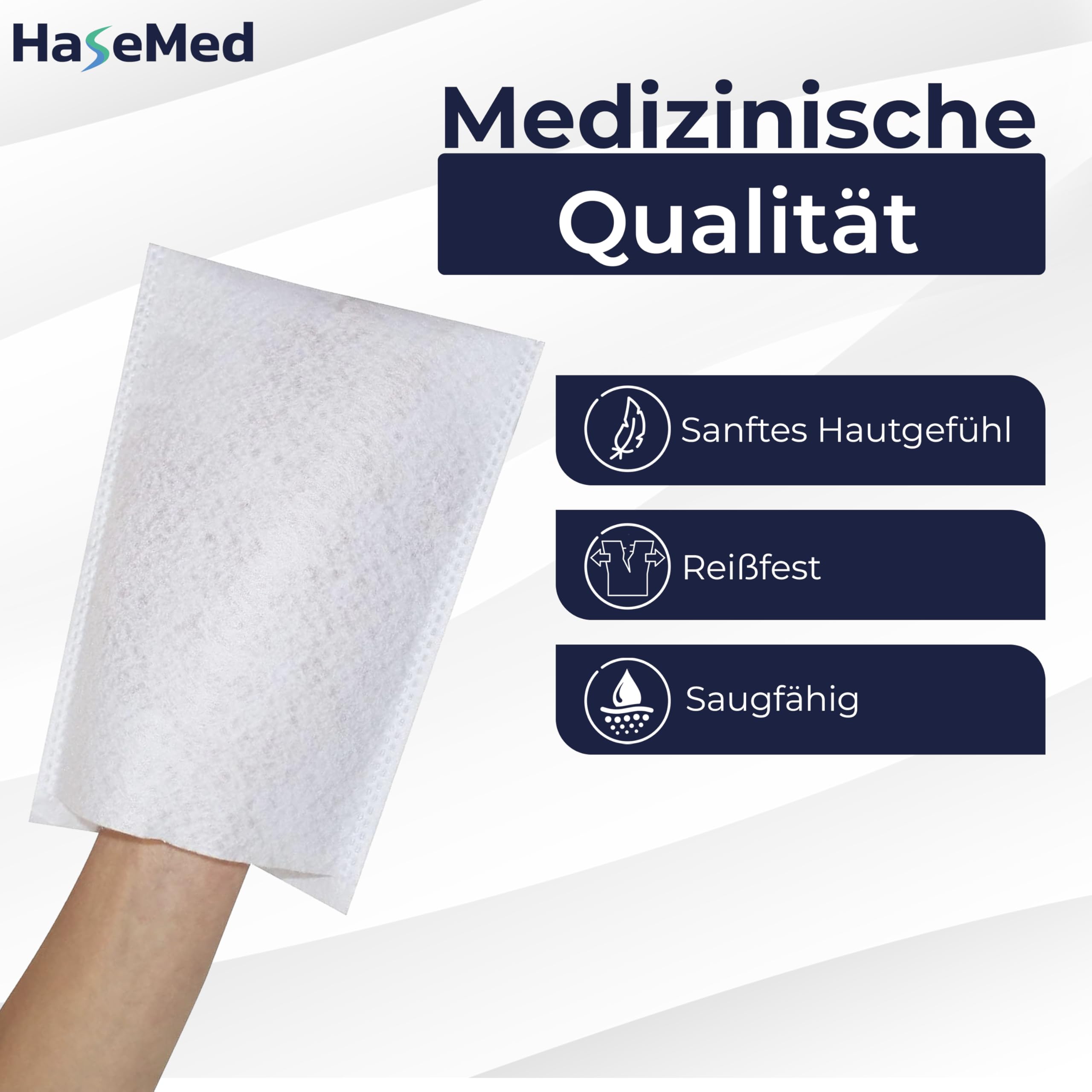 parahealth HaseMed Disposable Wash Mitts (15 x 22 cm) Hygienic & Soft Disposable Wash Mitts for Body & Intimate Care Skin-Friendly & Absorbent Made of Tear-Resistant Non-Woven Fabric (50 - Image 3